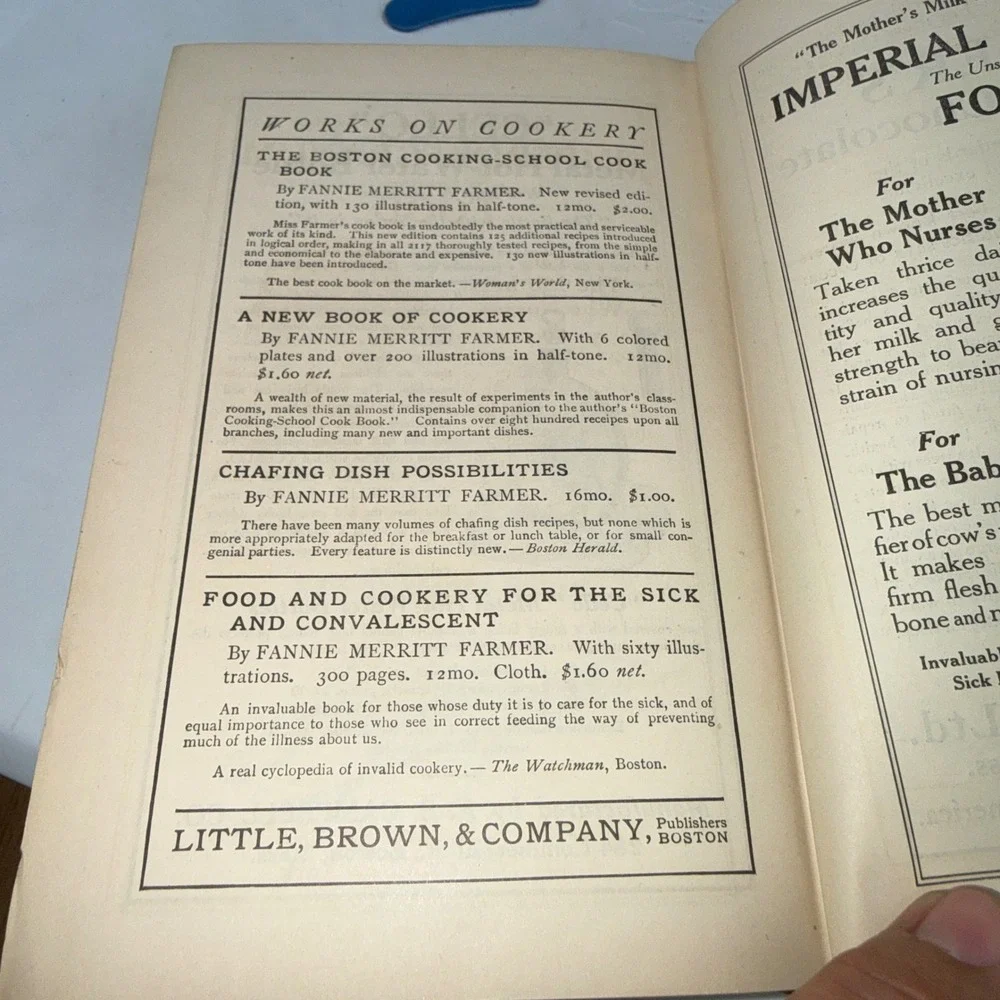 1913 Food and Cookery for‎ the Sick and Convalescent Fannie Farmer Antique Book
